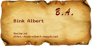 Bink Albert névjegykártya